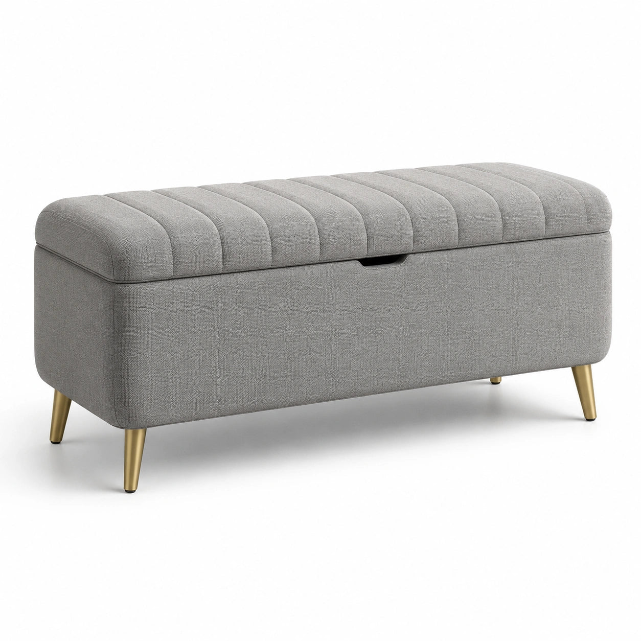Banc de rangement en tissu avec pieds en métal