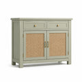Buffet en bois avec portes en rotin tressé vert