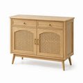 Buffet en bois avec portes en rotin 100x80x40 cm