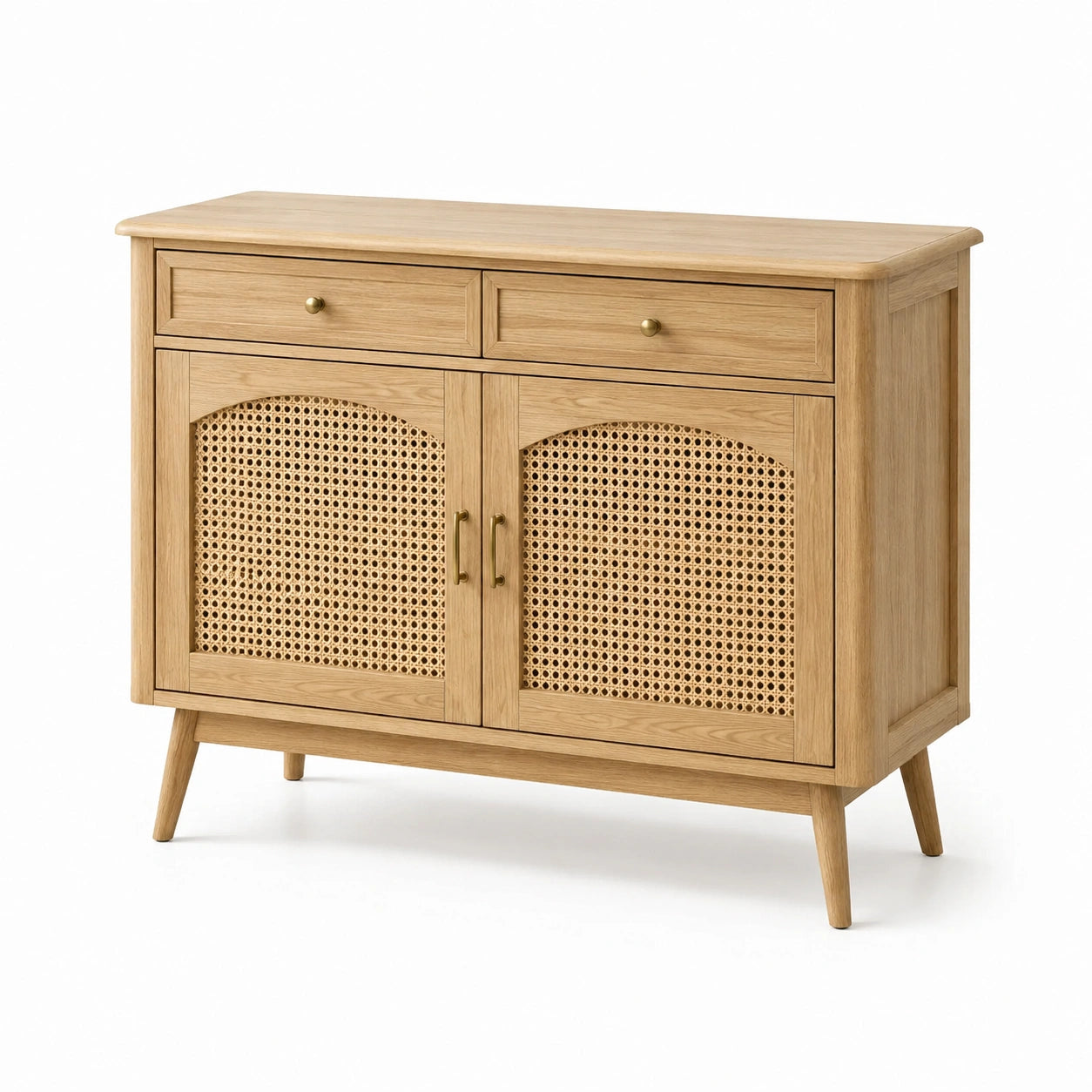 Buffet en bois avec portes en rotin 100x80x40 cm