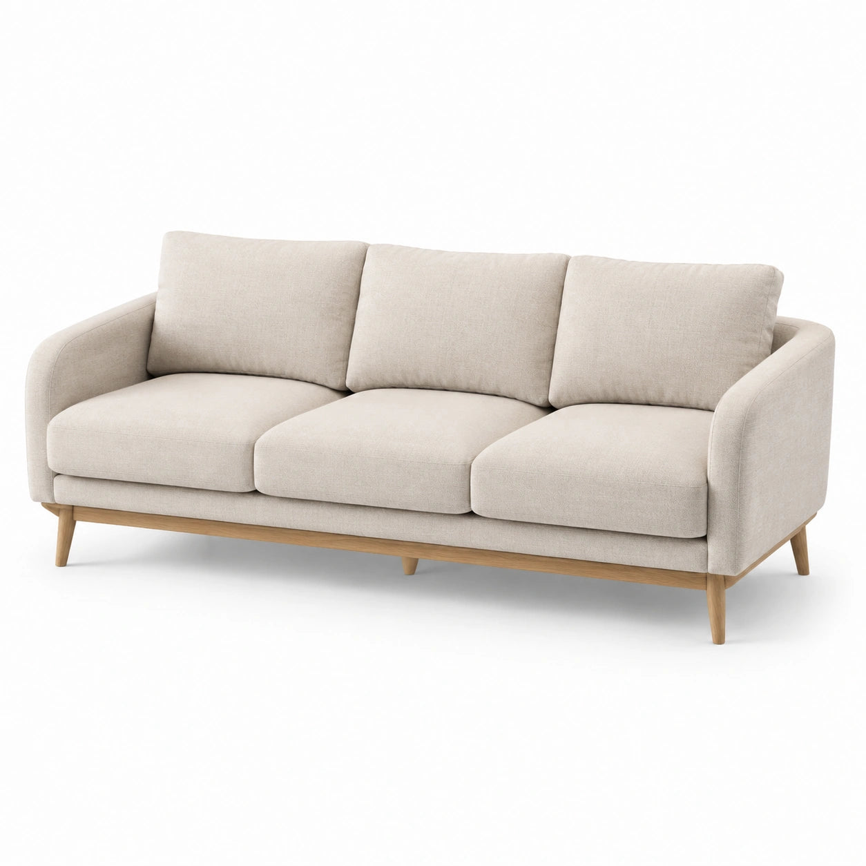 Canapé 3 places en tissu polyester et bois