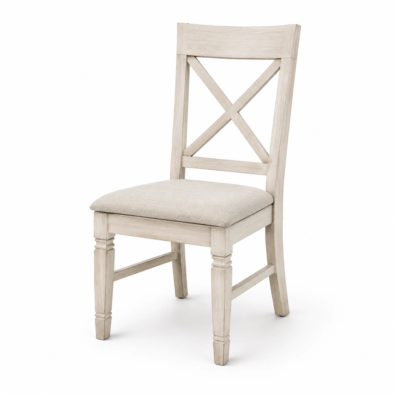 Chaise en bois avec assise en tissu polyester beige