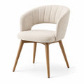 Chaise en tissu polyester avec pieds en bois de hêtre, beige
