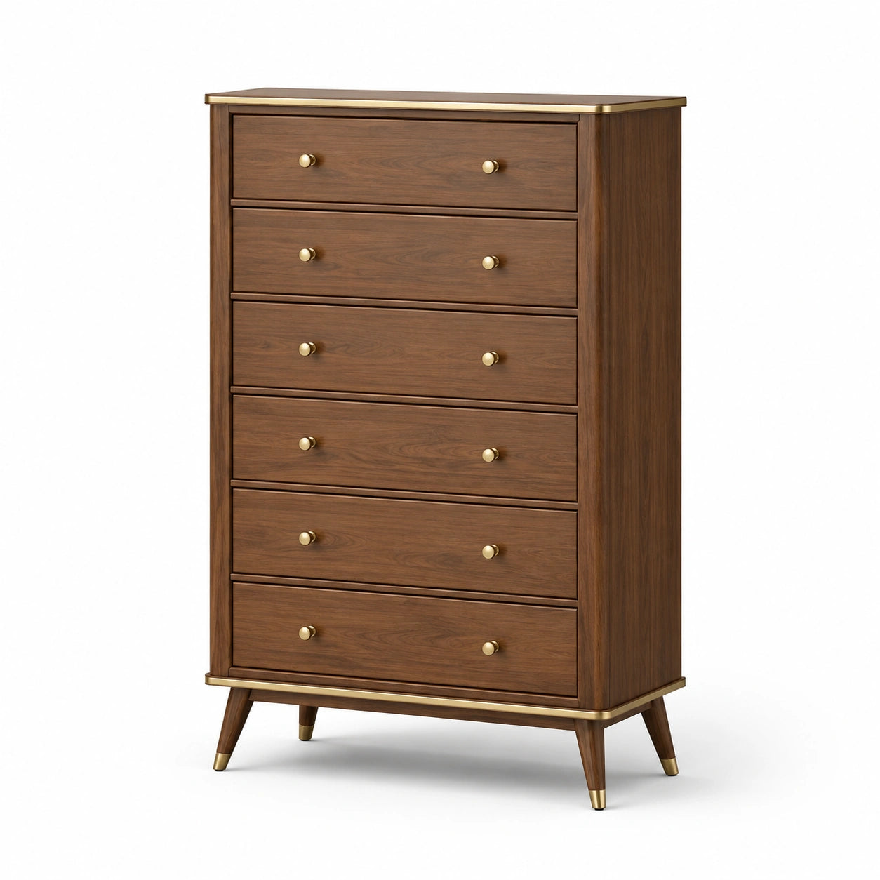 Commode en bois massif avec cinq tiroirs