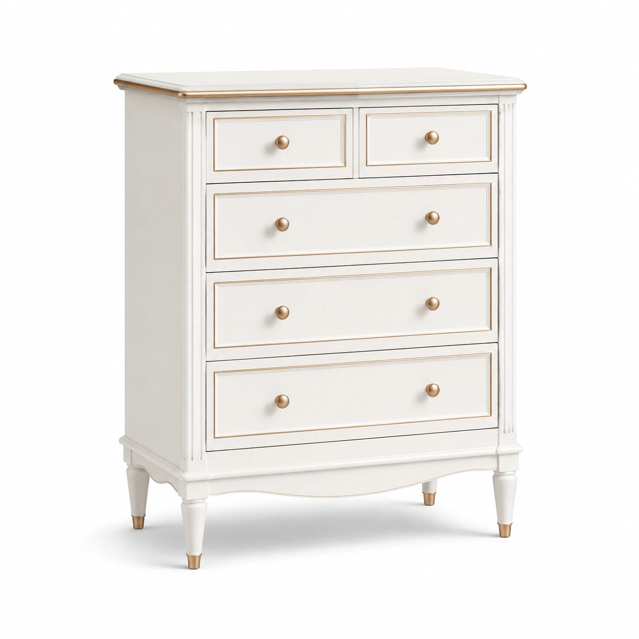 Commode 5 Tiroirs en Bois avec Poignées Métal 90x45x120 cm