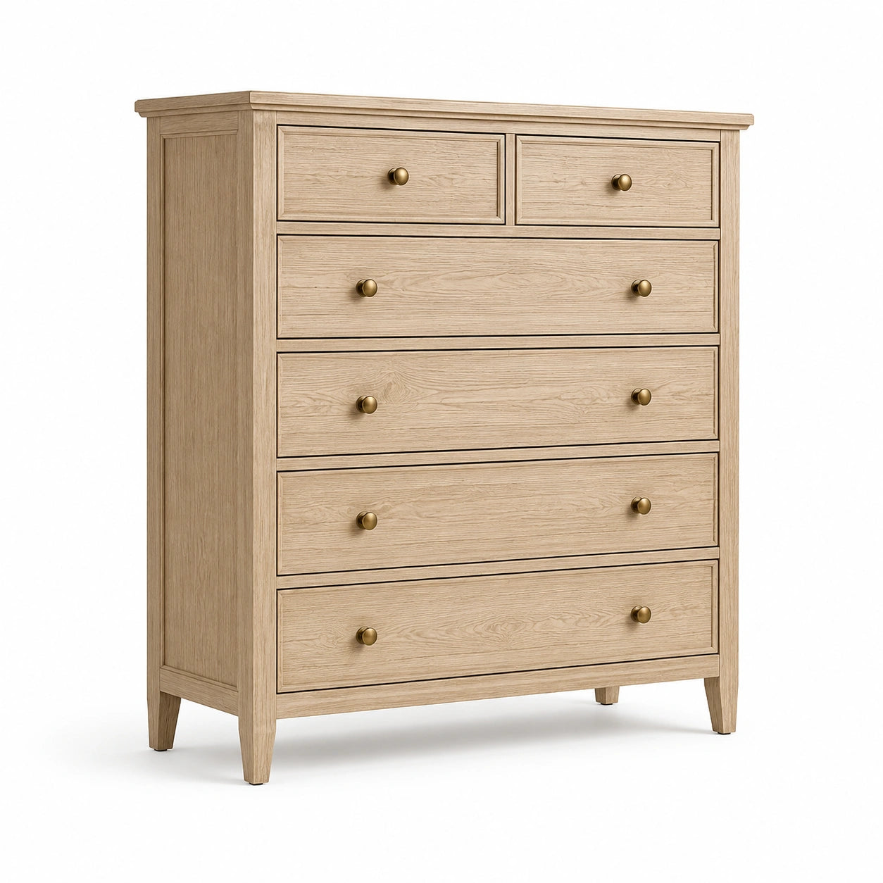 Commode en bois de chêne clair avec 6 tiroirs