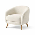 Fauteuil en tissu bouclé crème avec pieds en bois
