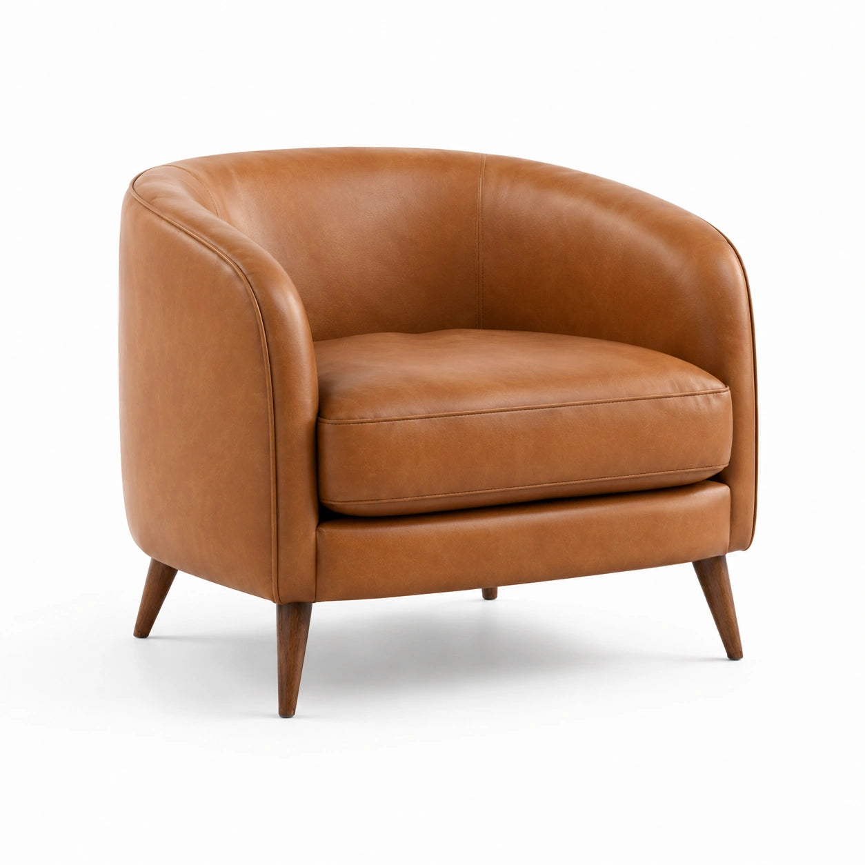 Fauteuil en cuir de vache marron avec pieds en bois 80x80x70 cm