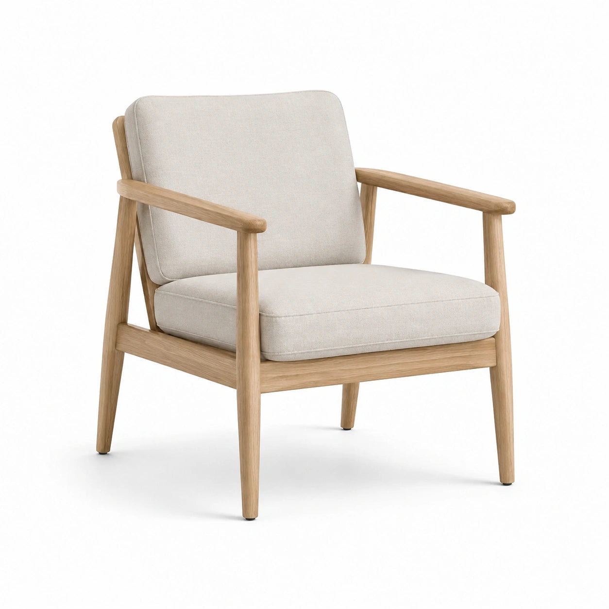 Fauteuil en bois avec coussins en polyester beige