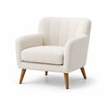 Fauteuil en tissu bouclé crème avec pieds en chêne