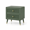 Table de chevet en bois avec tiroirs vert foncé 50x40x60cm