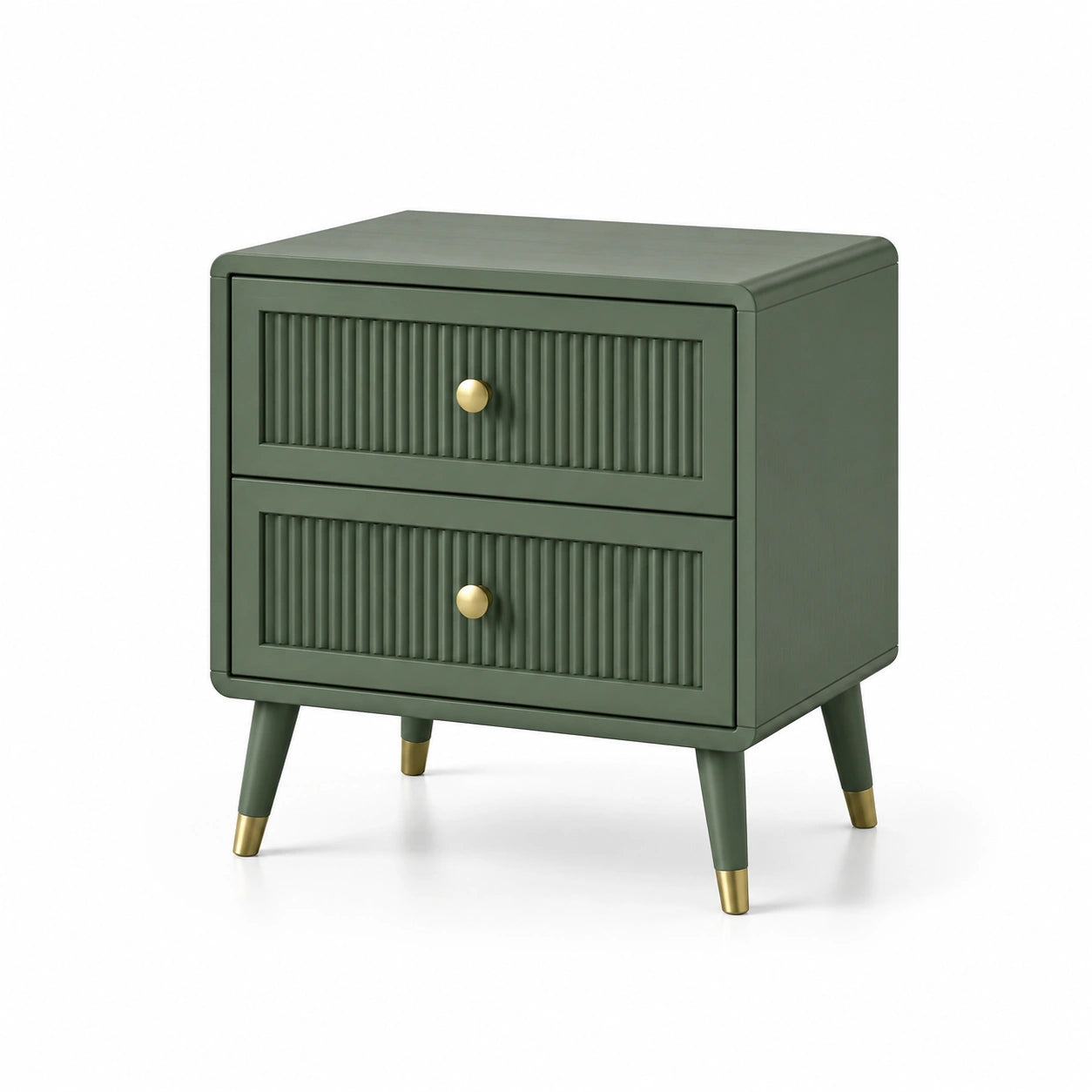 Table de chevet en bois avec tiroirs vert foncé 50x40x60cm