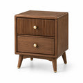 Table de chevet en bois de chêne avec deux tiroirs marron