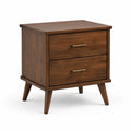Table de chevet en bois avec 2 tiroirs noyer
