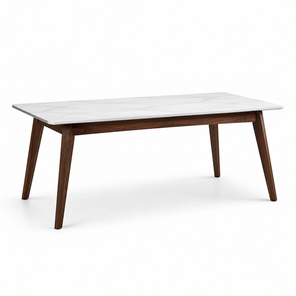 Table à manger bois et marbre blanc 180x90 cm