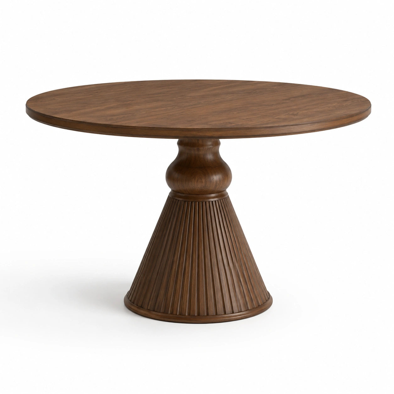 Table ronde en bois d'acajou marron 120 cm
