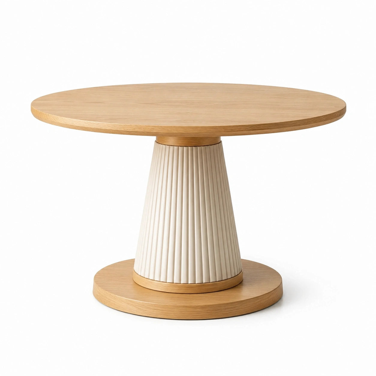 Table ronde en bois et résine crème 100 cm