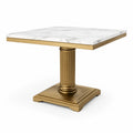 Table carrée en marbre et métal doré